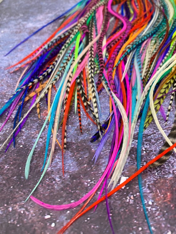 Hair Feather - Feather Extensions, Multi Color, Bulk