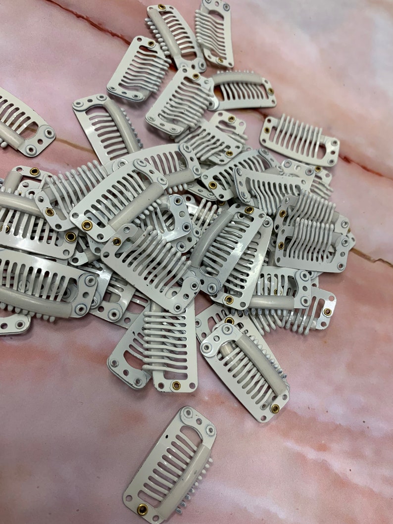 32MM Hair Extension Clips: Snap Weft Clip with Silicone - 10 Pcs bild 3