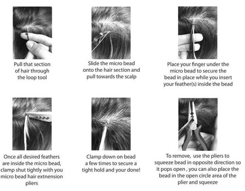 How to apply Feather hair extensions written directions with photographs