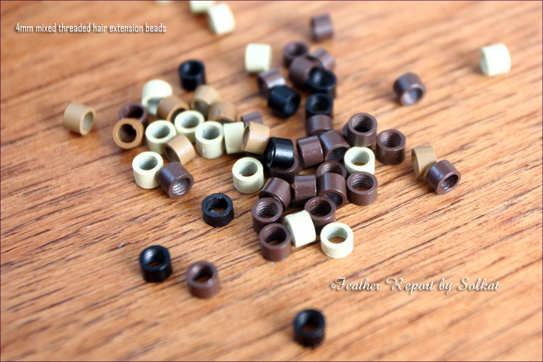 4mm NON Silicone Threaded Screw Hair Extension Beads Feather Beads Jewelry Making Crimp Beads