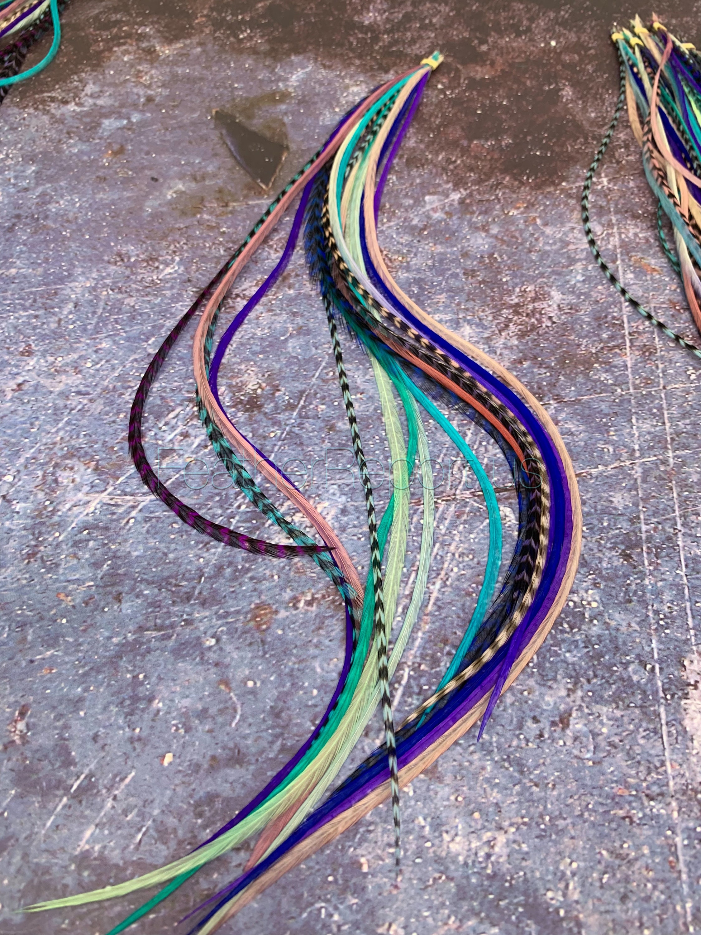 Hair Feathers Rainbow Hair Accessories Long Feather Hair Extensions Rainbow  Colored Real Rooster Feather Extensions DIY Kit 