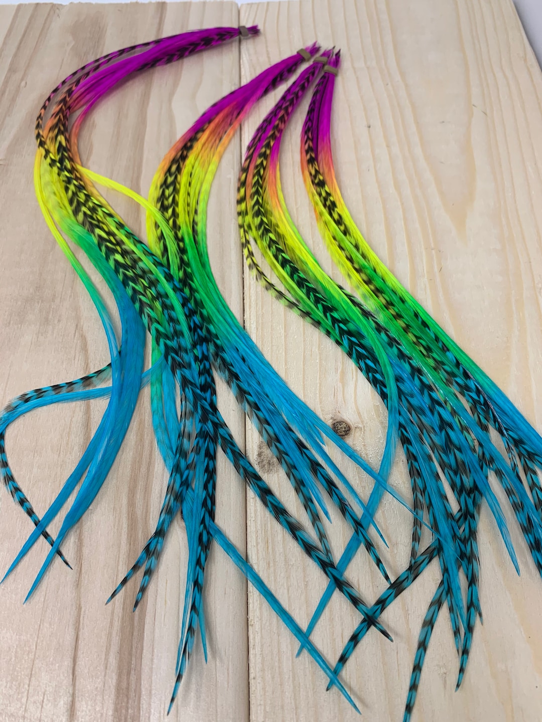 Sale Real Feather Hair Extensions 8 Long Hair Feathers - Colorful Bright Grizzly Streamer Feather Extensions 9-11inch Rainbow Rave Feathers
