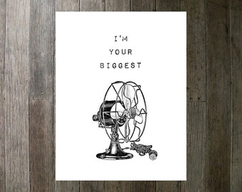 Printable Art Print - Biggest Fan Black and White 8x10