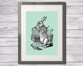 Printable Nursery Art Print - Alice in Wonderland Rabbit