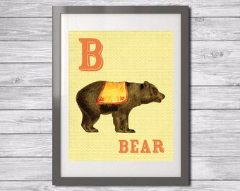 Printable Nursery Art Print - B Bear