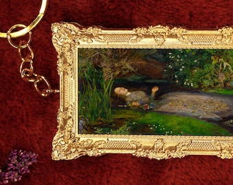 Ophelia Miniature Art Keychain / Magnet / Mini Decor ~ John Everett Millais Miniature Framed Art ~ Art Lover Gift Idea