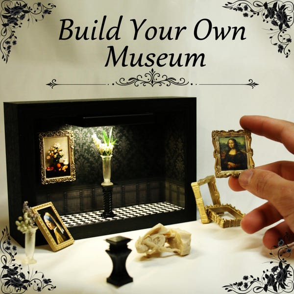 Mini museum vitrine | Handgemaakte mini galerij diorama | Gepersonaliseerd fotocadeau | Cadeau voor kunstliefhebbers | Bureaudecoratie | Miniatuurdecoratie