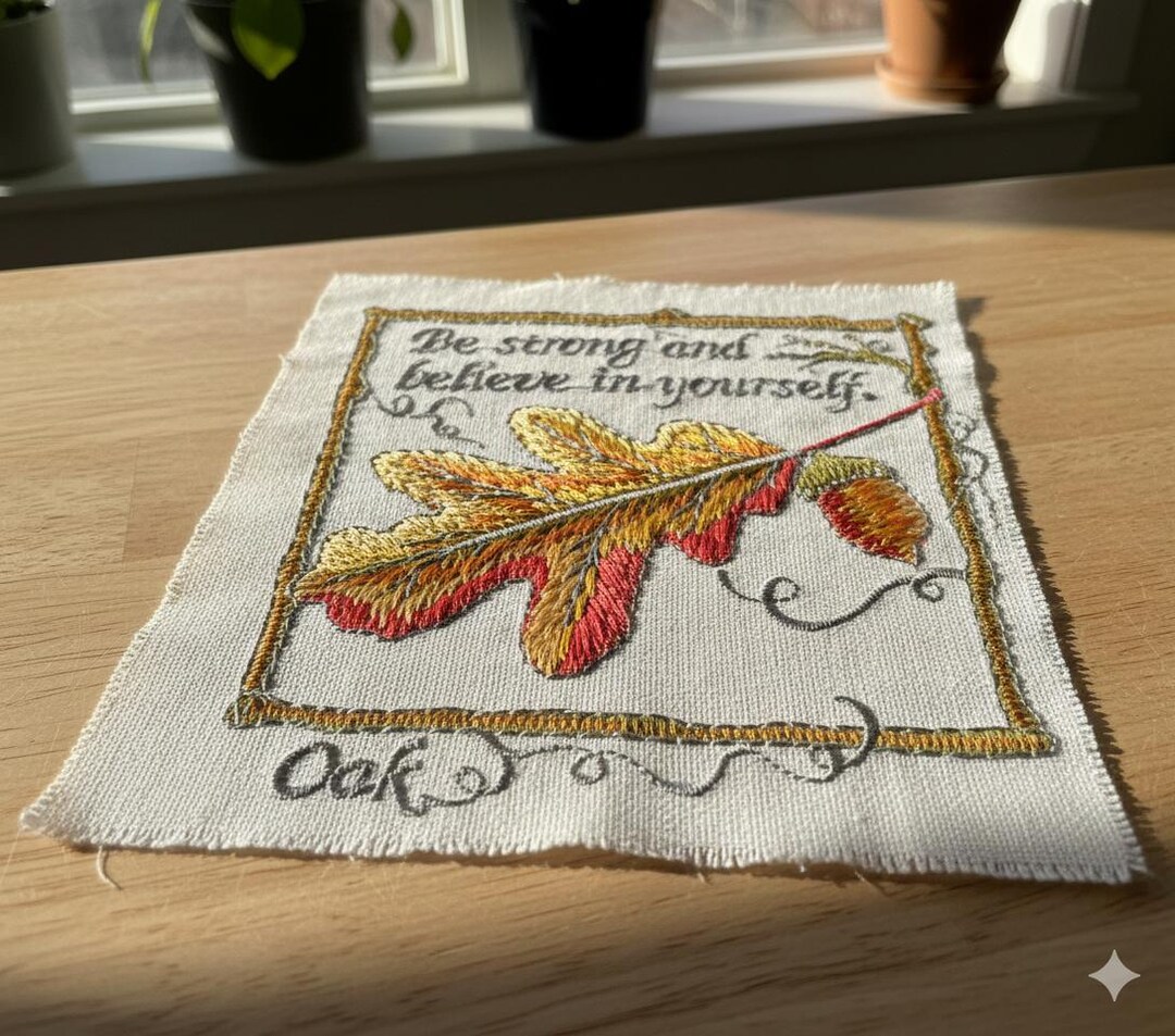 Oak Tree Embroidery Design - "be Strong" Botanical Frame (digital File ...