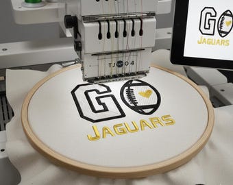 Diseño de bordado de fútbol americano de los Jaguars: Archivo de motivación (descarga instantánea)