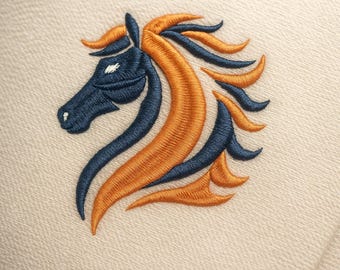 Diseño de bordado del caballo de los Broncos: Logotipo del equipo de fútbol americano de Denver (archivo digital)
