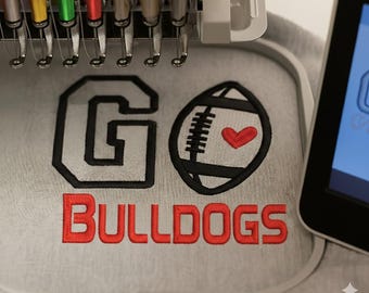 Bulldogs Football Embroidery Design: Cheer Spirit File (Instant Download)