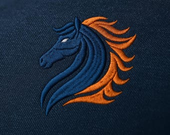 Diseño de bordado de los Broncos: logotipo de fútbol americano de Denver, 6 formatos (descarga digital)