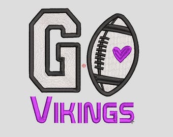 Diseño de bordado de fútbol de los Vikings: Archivo de motivación (descarga instantánea)