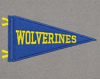 Diseño de bordado de la bandera de los Wolverines: Fútbol americano de Michigan, 5 formatos (archivo digital)
