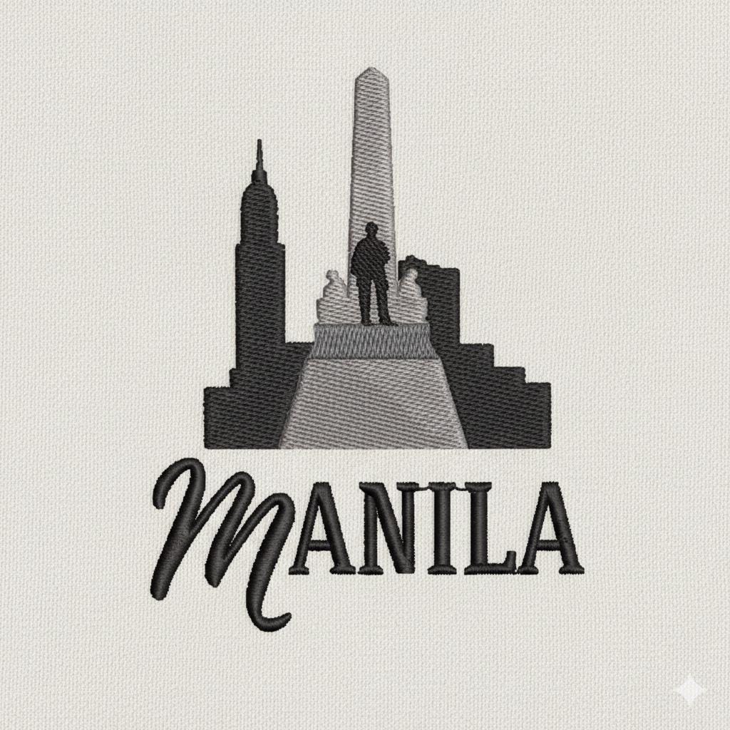 Manila Rizal Monument Embroidery Design - Philippine Cityscape Patch ...
