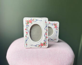 Vintage Ceramic Floral Picture Frames – Pair (1980s–1990s)