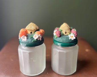 Potes de geleia vintage com tampas divertidas – Conjunto de 2