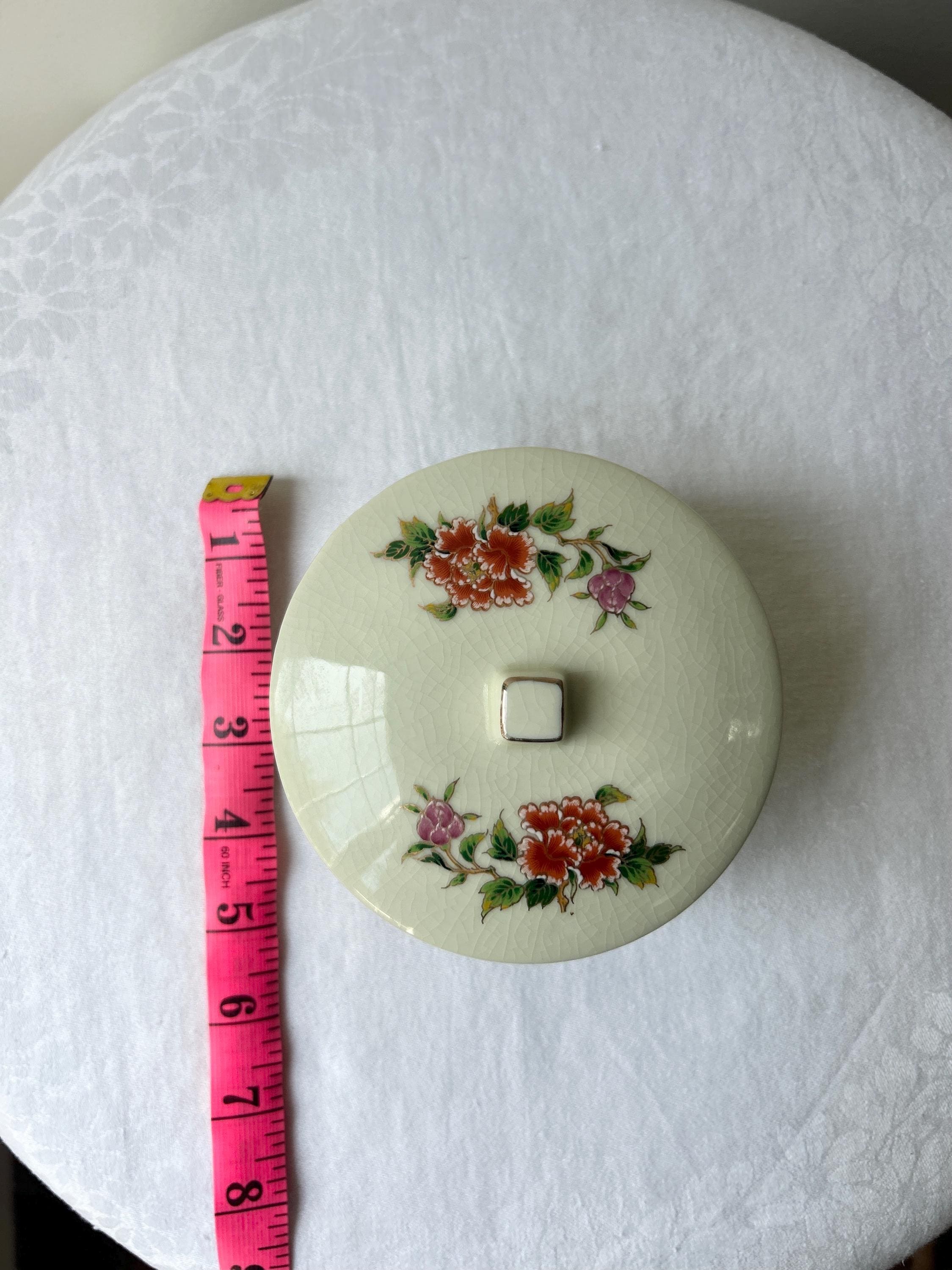 鳥と花が描かれたヴィンテージの陶器製蓋付き小物入れ – 装飾皿 - Etsy