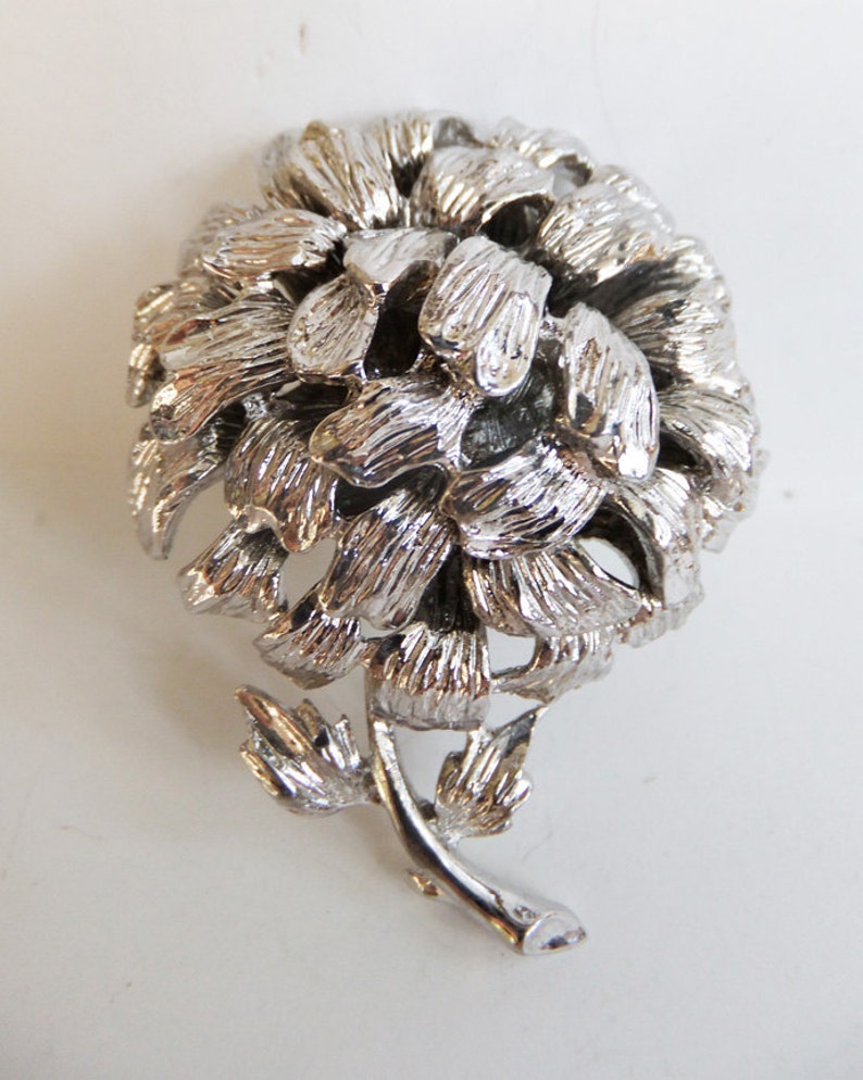 Vintage jewelry brooch by Roget in silver flower wedding brooch Sale half price with free shipping in USA