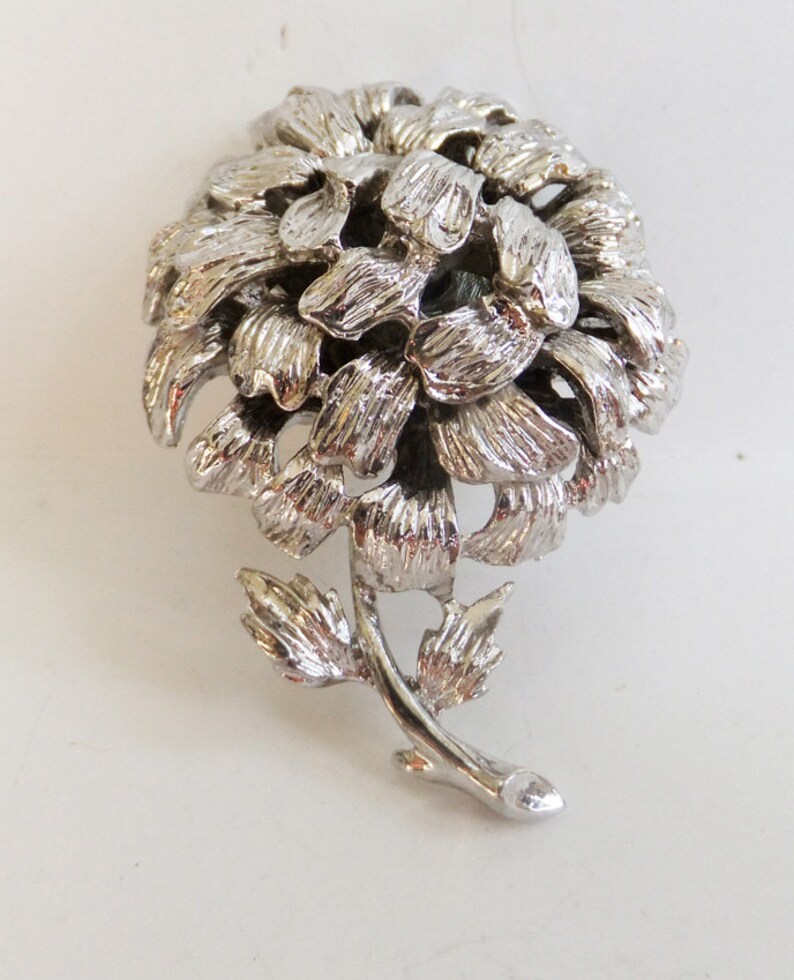 Vintage jewelry brooch by Roget in silver flower wedding brooch Sale half price with free shipping in USA