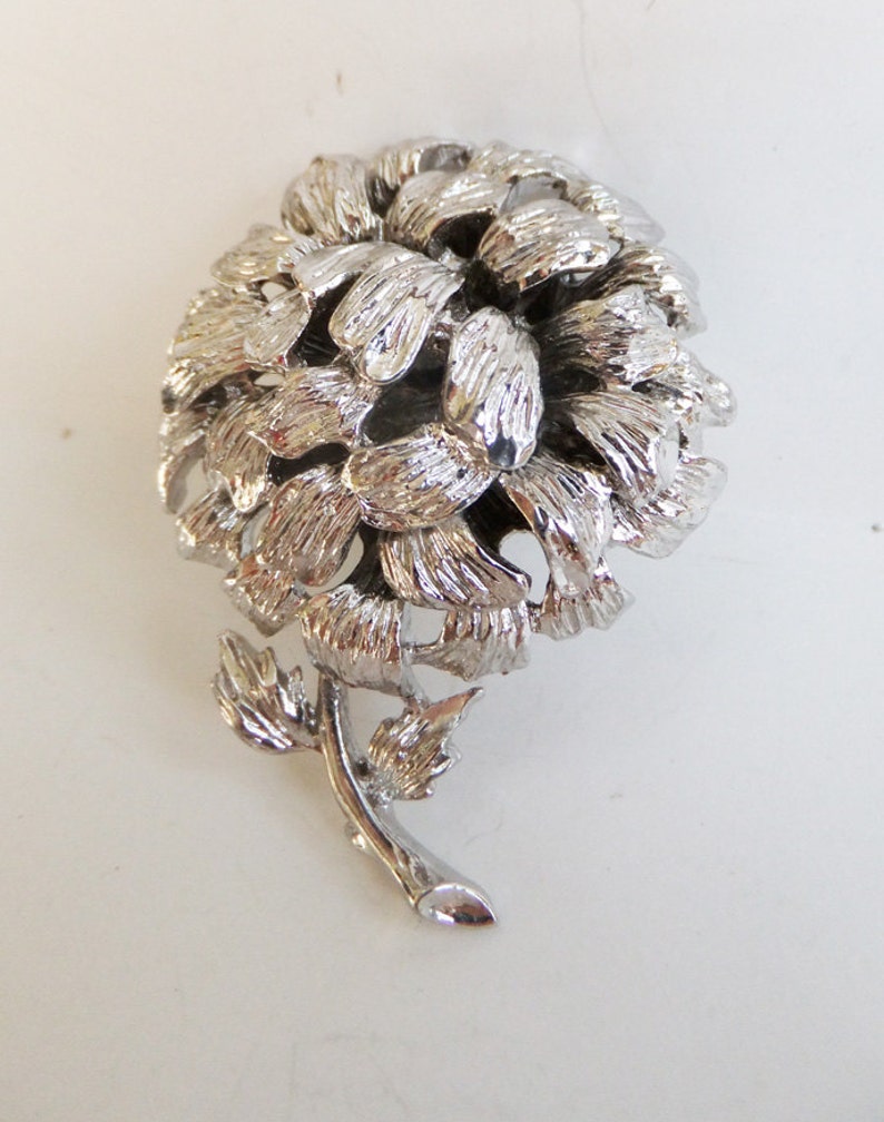 Vintage jewelry brooch by Roget in silver flower wedding brooch Sale half price with free shipping in USA