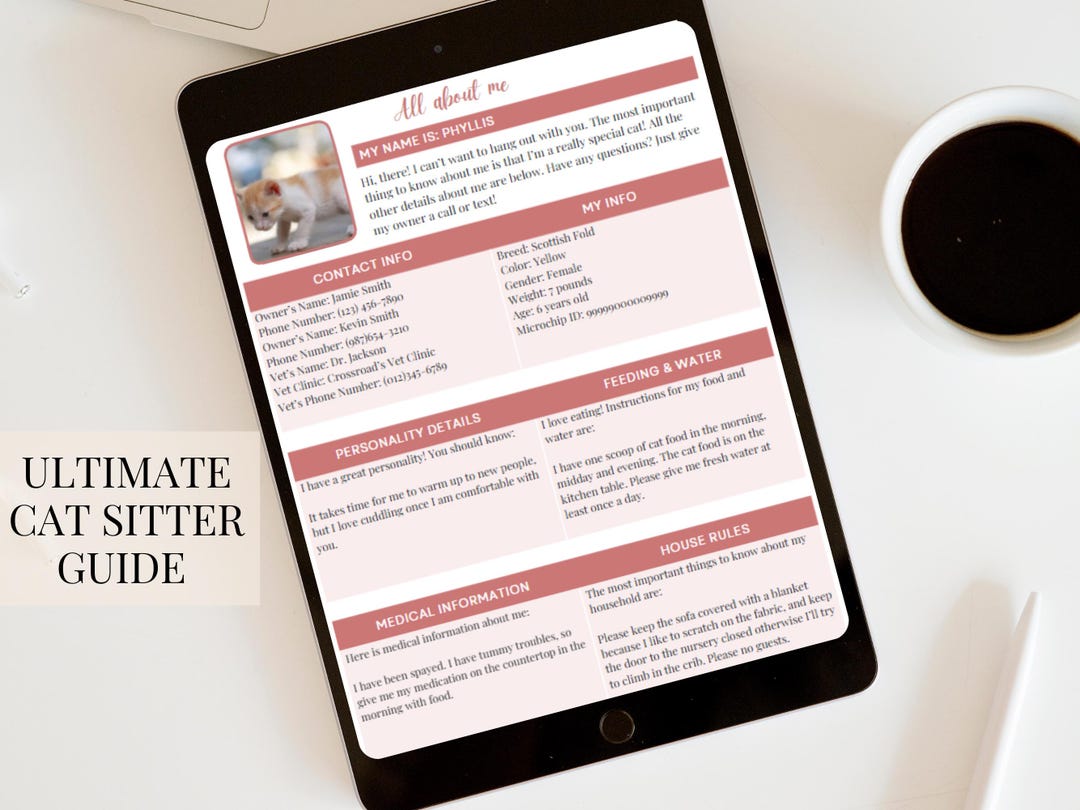 Cat Sitter Guide & Report Card Bundle (canva Template and PDF) - Etsy ...