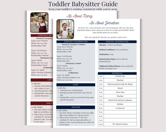 Toddler Babysitter Guide (Editable Canva Template and Printable PDF)