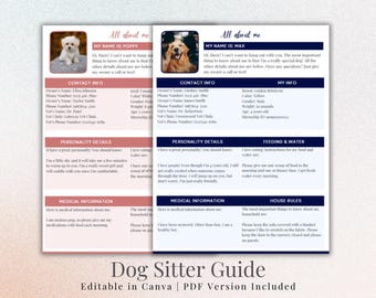 Dog Sitter Guide (Editable Canva Template & PDF Template)