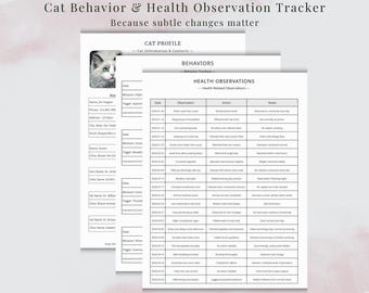 Cat Behavior Health Tracker | Early Warning Signs (Canva Template, PDF)