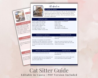 Cat Sitter Guide (Editable Canva Template & PDF Template)