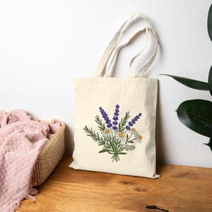 Botanical Cotton Tote Bag, Floral Shopping Bag, Eco-Friendly, Gift Bag, Reusable Grocery Bag, Garden Lover Gift