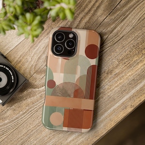Magsafe Case For iphone 13 14 15 16 Pro Max Plus, Aesthetic Earthy Tones, Abstract Shapes & Arches, Minimalist Bohemian Style Cover, Trendy