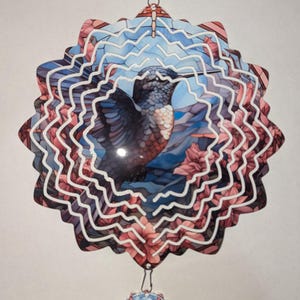 hummingbird 8&quot; wind spinner aluminum great for outdoor and indoor windmill garden decor wind chimes