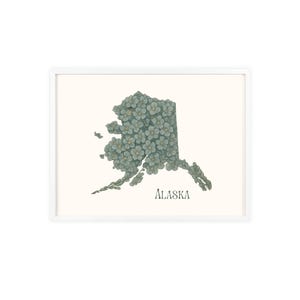 Poster, Alaska Forget-Me-Not Floral Wooden Frame Wall Art Decor for Home, Office, State Flower, Botanical Art Fans, Alaskan Souvenir,