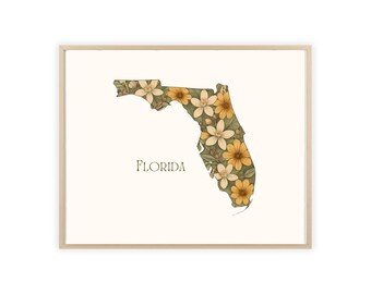 State Flower Florida Poster with Wooden Frame, Home Decor, Wall Art, Unique Gift for Floridians, Florals, Travel Keepsake