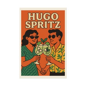 Hugo Spritz - Póster enrollado, arte mural retro, decoración de verano, lámina artística con ambiente relajado, decoración de bar en casa