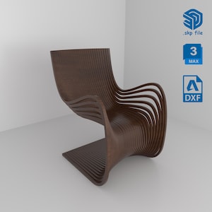 Parametric Pipo Chair 3D Model | Modern Accent Chair | Digital Download | SKP & DWG for 3D Printing