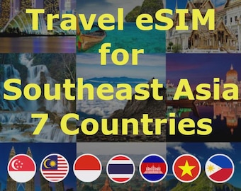 Southeast Asia (7-Area) Roaming Data Travel eSIM Affordable Prepaid On-the-Go (More Options Available)