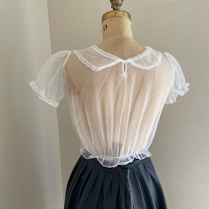 Vintage Sheer Blouse, Sheer White Blouse, Lolita Blouse,Gothic Victorian, Lolita Fashion,Puff Sleeve Blouse, See Through Blouse, Y2k Fashion image 5