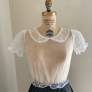 Vintage Sheer Blouse, Sheer White Blouse, Lolita Blouse,Gothic Victorian, Lolita Fashion,Puff Sleeve Blouse, See Through Blouse, Y2k Fashion image 2