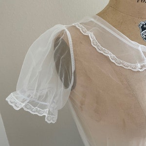 Vintage Sheer Blouse, Sheer White Blouse, Lolita Blouse,Gothic Victorian, Lolita Fashion,Puff Sleeve Blouse, See Through Blouse, Y2k Fashion image 8