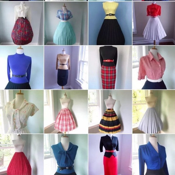 Womens Wholesale Blouse & Skirt Bundle, Cheap Vintage clothing lot, Wholesale resale Ladies blouses and skirts, 60s 80s cheap vintage