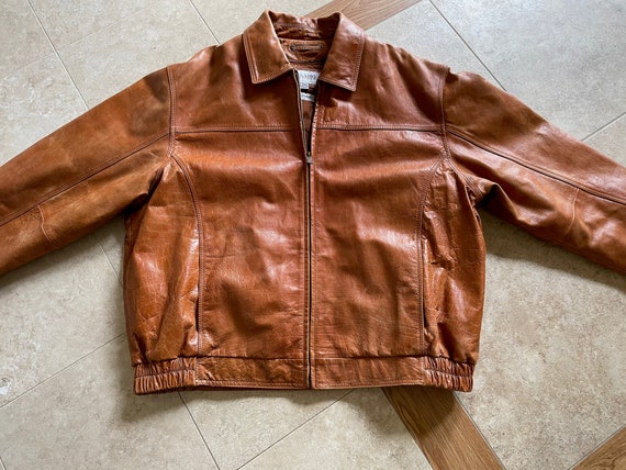 Vintage Brown Leather Bomber Jacket | Mens Wilsons