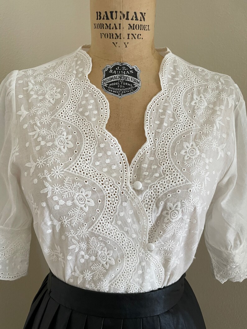 White Cotton Blouse With Contrast Embroidery