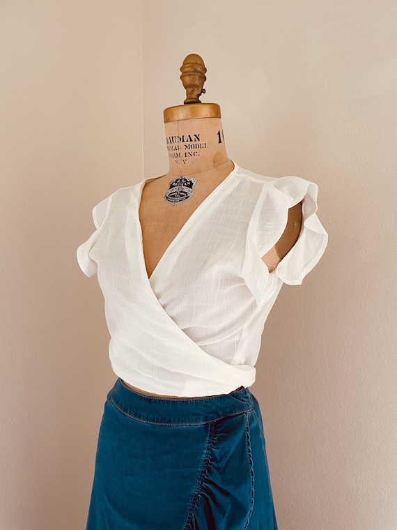 ruffle wrap blouse