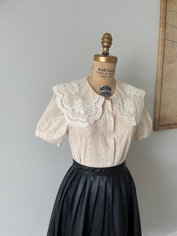 Ivory Blouse, Small, Embroidered Blouse, Boho Blou