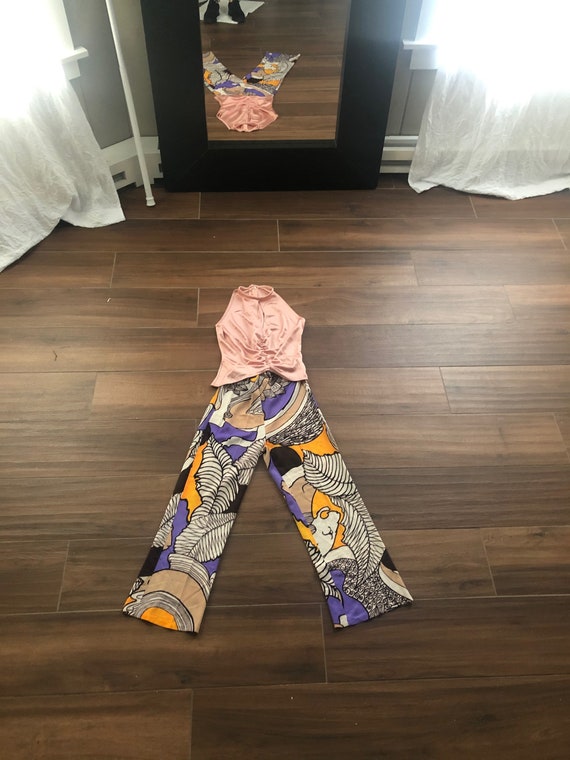Vintage 60s 70s JUMPSUIT / Bell Bottoms / Nylon B