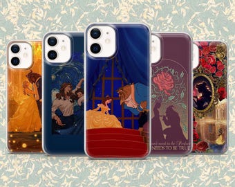 Disney Princess Phone Case Beauty Beast Cover for iPhone 17, 16, 15, 14, 13, Samsung S25, S24Fe, S23, S22, A16, A56, A55, Pixel 10Pro, 9, 8