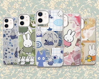 Miffy Phone Case Minimalist Bunny Cute Cover for iPhone 17, 16, 15, 14, 13, Samsung S25, S24Fe, S23, S22, A16, A56, A55, Pixel 10Pro, 9, 8