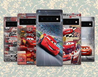Cars Phone Case Lightning McQueen Racing Cover for Google Pixel 10, 9, 9Pro, 8A, 8, 7A, 6A, 6, iPhone 17, 16e, 15, 14, 13, Samsung S25, S24